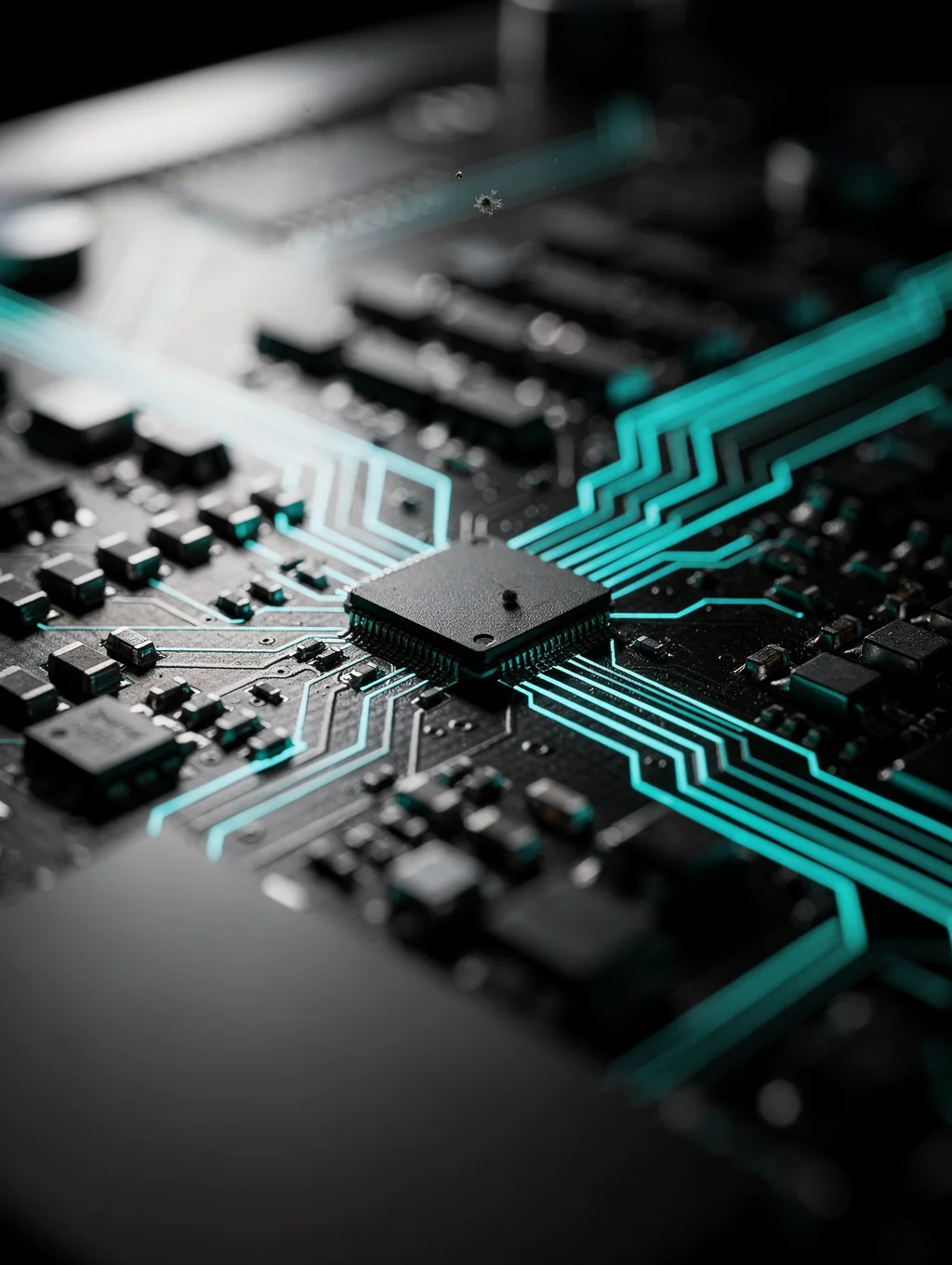 Macro shot of a television logic board